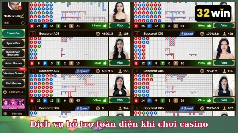 Dịch vụ hỗ trợ toàn diện khi chơi casino